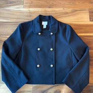 H&M Midnight Blue Double-Breasted Pea Coat